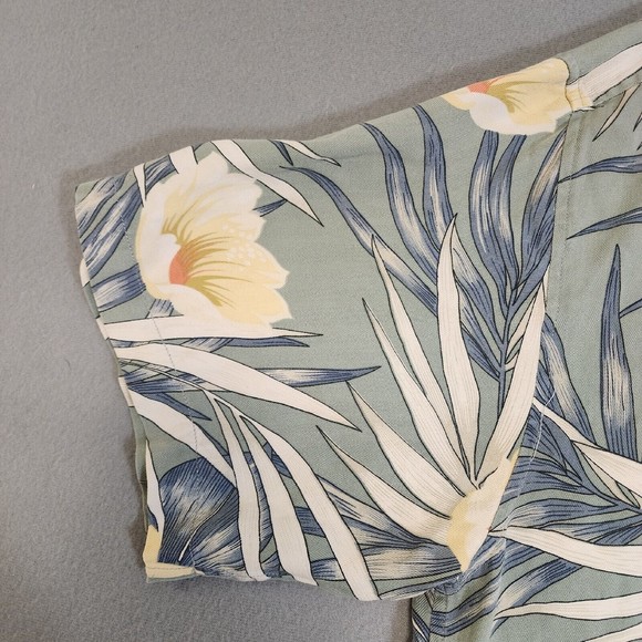 Workers for Freedom Men's Shirt 2XL Blue 100% Silk Shirt Floral Hawaiian - Picture 4 of 15